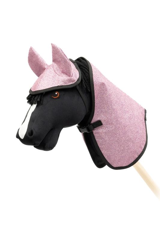 Dekken og ørehette til kjepphest, rosa